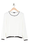 ADRIANNA PAPELL TIPPED CARDIGAN SWEATER