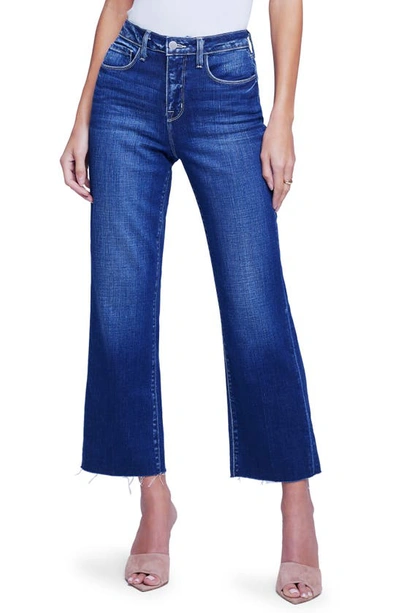 L Agence Raw Hem Straight Leg Jeans In Blue