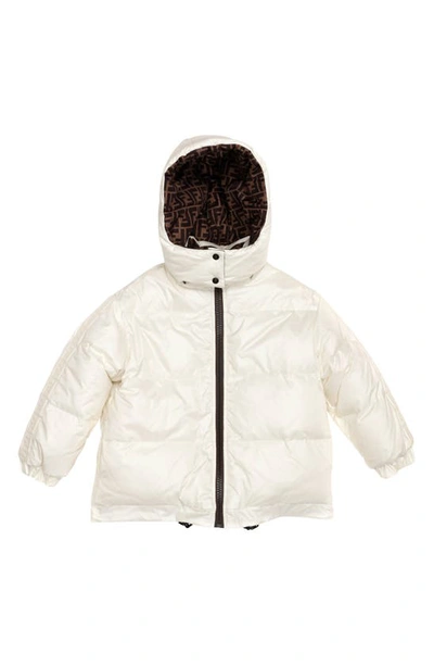Fendi Kids' Reversible Hooded Coat In F0tu9 White