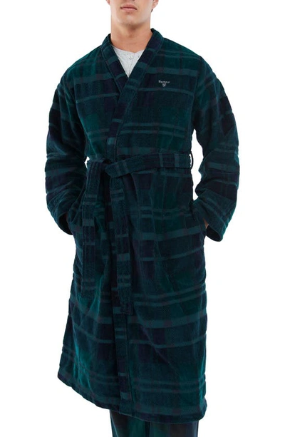 Barbour Broughton Plaid Cotton Robe In Dk Green