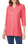 Foxcroft Pamela Stretch Button-up Tunic In Orange