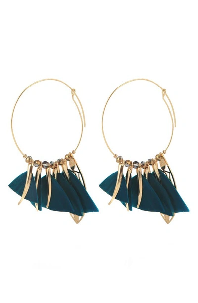 Gas Bijoux Marly Feather Hoop Earrings In Deep Green / Emerald