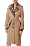 BURBERRY SANDRIDGE CHECK PANEL COTTON GABARDINE TRENCH COAT