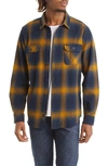 Rip Curl Count Plaid Cotton Flannel Button-up Shirt In Blue/ Gold