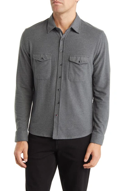 Stone Rose Dry Touch® Performance Fleece Button-up Shirt In Charcoal