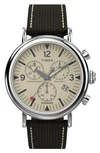 TIMEX STANDARD CHRONOGRAPH LEATHER STRAP WATCH, 41MM