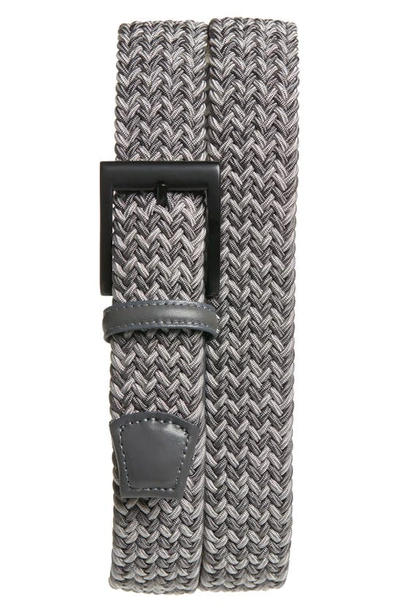 Torino Braided Chevron Stretch Belt In Grey Multi