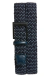 Torino Braided Chevron Stretch Belt In Navy Multi