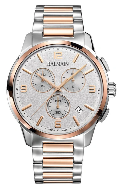 Balmain Men's Swiss Chronograph Madrigal Two-tone Stainless Steel Bracelet Watch 42mm In Two Tone
