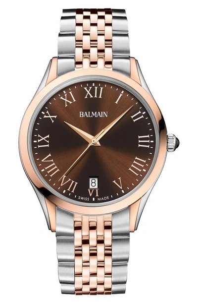 Balmain Men's Swiss Classic R Two-tone Stainless Steel Bracelet Watch 41mm In Silver,pink