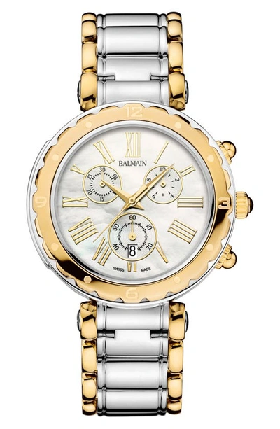 Balmain Chronograph Two-tone Bracelet Watch, 38mm In Two Tone