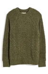 Madewell Cable Knit Fisherman's Sweater In Highland Green Donegal