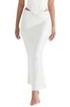 House Of Cb Satin Midi Skirt In Ivory