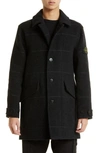 STONE ISLAND STRIPE SINGLE BREASTED WOOL BLEND COAT