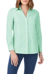 Foxcroft Kylie Non-iron Cotton Button-up Shirt In Sea Mist