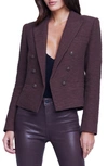 L Agence Brooke Double Breasted Crop Cotton Blend Blazer In Espresso