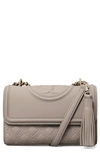 Tory Burch Fleming Matte Small Convertible Shoulder Bag In Grey Heron