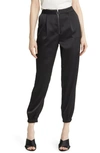 Paige Elyse Satin Joggers In Black