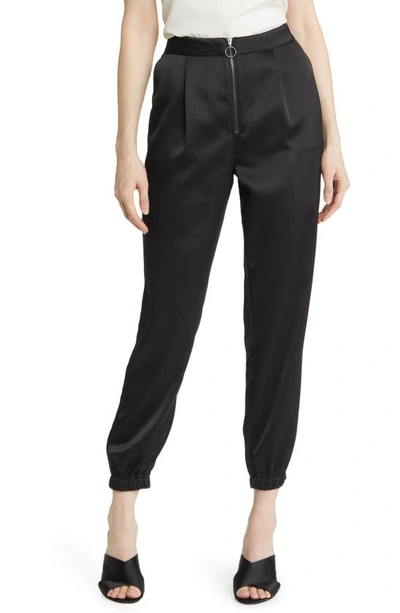 Paige Elyse Satin Joggers In Black