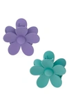 Ettika 2-pack Assorted Daisy Claw Hair Clips In Purple/ Teal