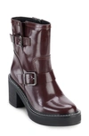 Dkny Daray Buckle Block Heel Bootie In Bordeaux