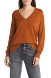 Treasure & Bond V-neck Sweater In Rust Carmel