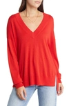 Treasure & Bond V-neck Sweater In Red Polish
