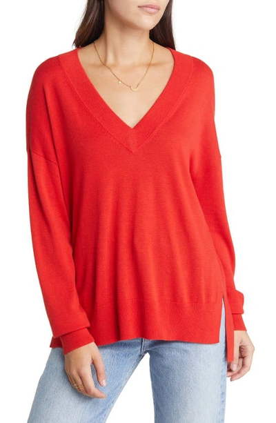 Treasure & Bond V-neck Sweater In Red Polish