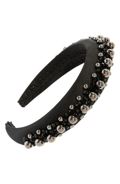 L. Erickson Mercer Headband In Hematite/ Black Velvet