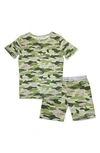 BELLABU BEAR KIDS' GREEN CAMO FITTED TWO-PIECE SHORT pyjamas