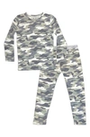 BELLABU BEAR KIDS' GREY CAMO FITTED TWO-PIECE pyjamas