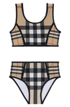 BURBERRY KIDS' VINTAGE CHECK TWO-PIECE SWIMSUIT