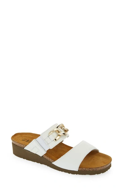 Naot Victoria Wedge Slide In Soft White Leather