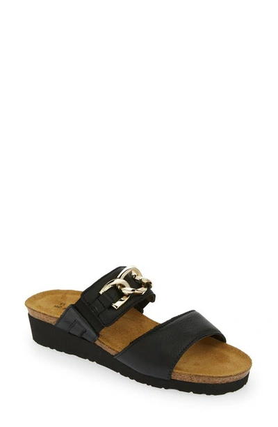 Naot Victoria Wedge Slide In Soft Black Leather