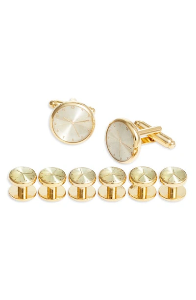 Clifton Wilson Clock Cuff Link & Stud Set In Gold