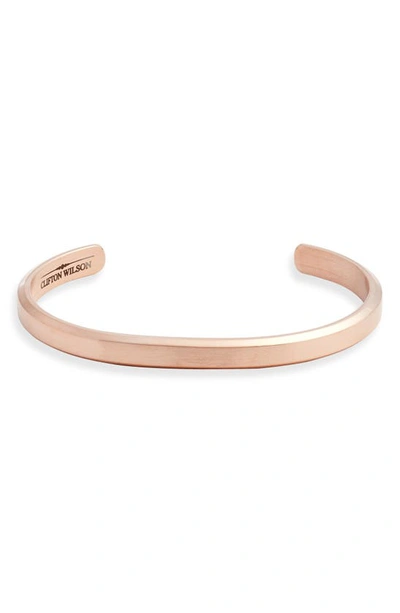 Clifton Wilson Stainless Steel Stacking Bangle In Rose Gold