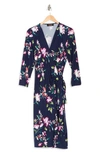 RENEE C RENEE C FLORAL PRINT V-NECK JERSEY WRAP DRESS