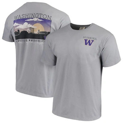 Image One Grey Washington Huskies Comfort Colours Campus Scenery T-shirt