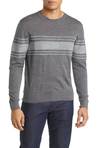 Robert Barakett Swanson Engineered Stripe Wool Sweater In Grey