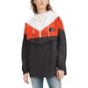 TOMMY HILFIGER TOMMY HILFIGER ORANGE/BLACK PHILADELPHIA FLYERS STACI HALF-ZIP WINDBREAKER JACKET