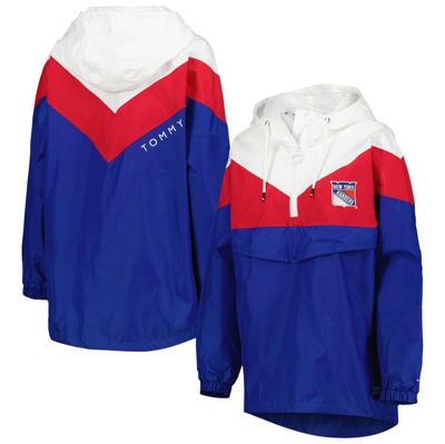 Tommy Hilfiger Women's  Blue, Red New York Rangers Staci Half-zip Windbreaker Jacket In Blue,red