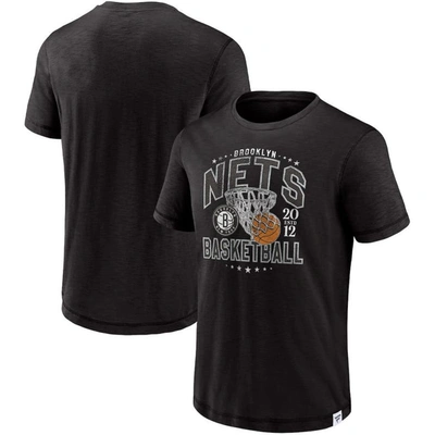 Fanatics Branded Black Brooklyn Nets Reinforce True Classics Vintage Slub T-shirt