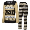 FOCO FOCO BLACK NEW ORLEANS SAINTS HOLIDAY UGLY PAJAMA SET