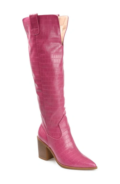Journee Collection Womens Therese Stacked Heel Cowboy Boots In Animal Print