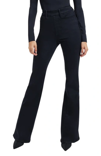 Good American Pull On Flare Slim-fit Flared-leg High-rise Stretch-denim Jeans In Black001