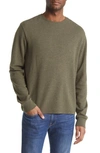 Frame Duo Fold Long Sleeve Cotton T-shirt In Heather Olive Gre