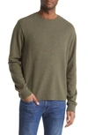 Frame Duo Fold Long Sleeve Cotton T-shirt In Heather Olive Green