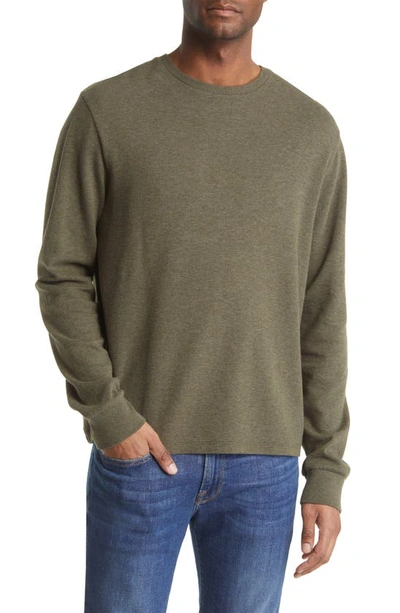 Frame Duo Fold Long Sleeve Cotton T-shirt In Heather Olive Gre