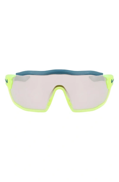 Nike Show X Rush 58mm Shied Sunglasses In Matte Volt/ Chrome Mirror