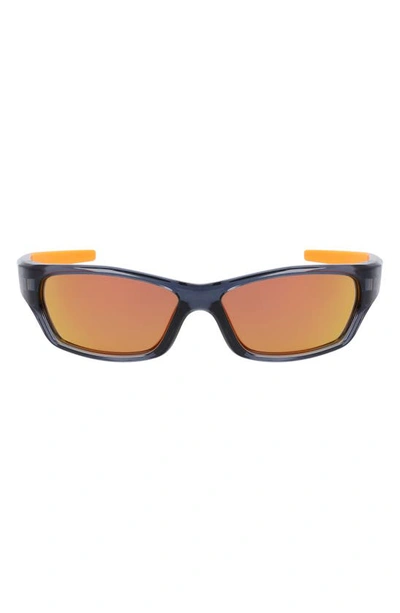 Nike Kids' Jolt 57mm Mirrored Modified Rectangular Sunglasses In Dark Grey/ Orange Mirror